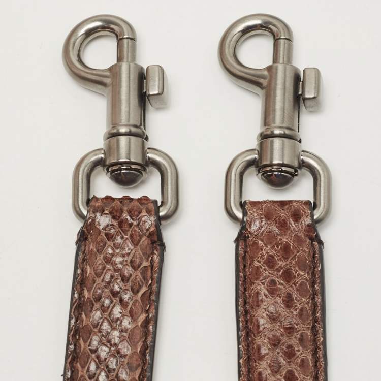 Pre Owned Dolce & Gabbana Multicolor Watersnake Leather and Brocade Fabric Medium Monica Top Handle Bag