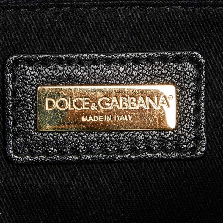 مملوكة مسبقًا Dolce & Gabbana Black Crochet Raffia and Leather Large Miss Sicily Top Handle Bag