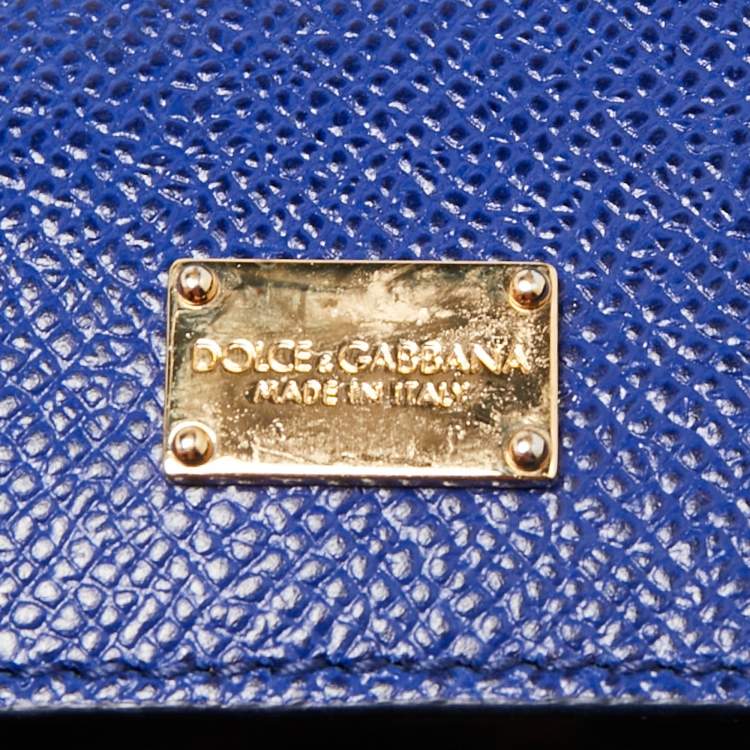Pre Owned Dolce & Gabbana Blue Leather Small Miss Sicily Top Handle Bag