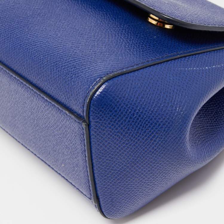 Pre Owned Dolce & Gabbana Blue Leather Small Miss Sicily Top Handle Bag
