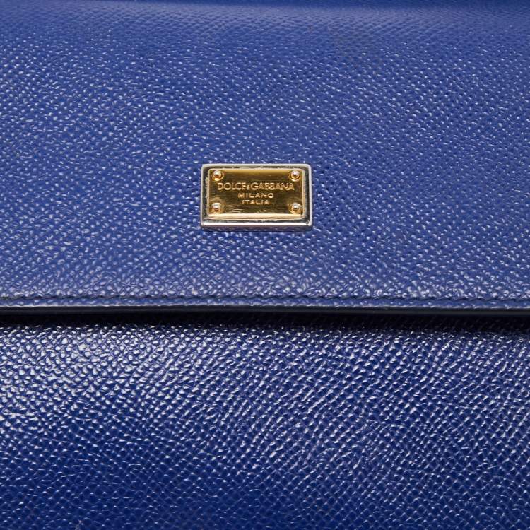 Pre Owned Dolce & Gabbana Blue Leather Small Miss Sicily Top Handle Bag