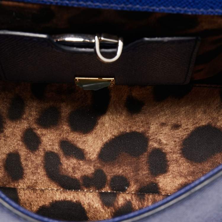 Pre Owned Dolce & Gabbana Blue Leather Small Miss Sicily Top Handle Bag
