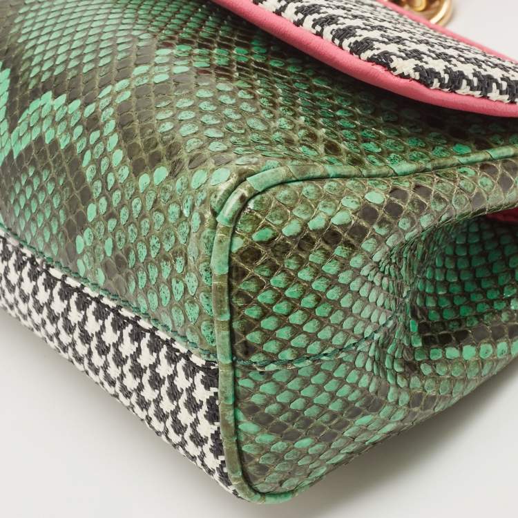 مملوكة مسبقًا Dolce & Gabbana Multicolor Woven Straw, Leather and Python Small Miss Sicily Top Handle Bag