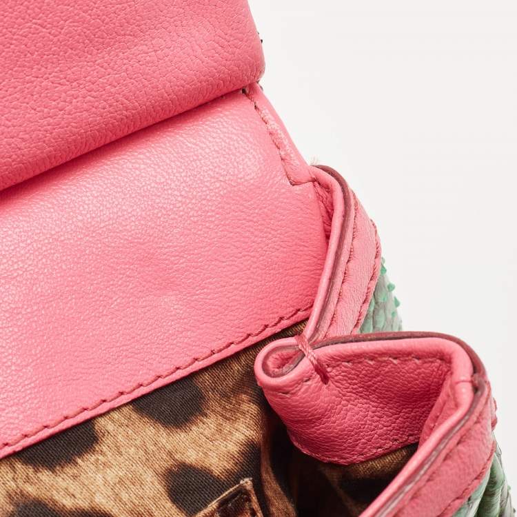 مملوكة مسبقًا Dolce & Gabbana Multicolor Woven Straw, Leather and Python Small Miss Sicily Top Handle Bag