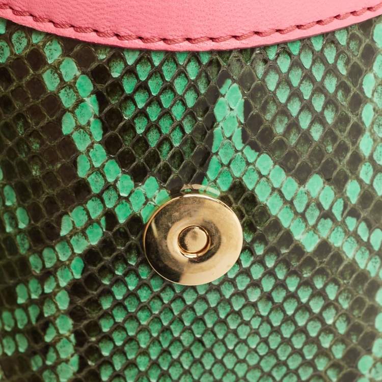 مملوكة مسبقًا Dolce & Gabbana Multicolor Woven Straw, Leather and Python Small Miss Sicily Top Handle Bag