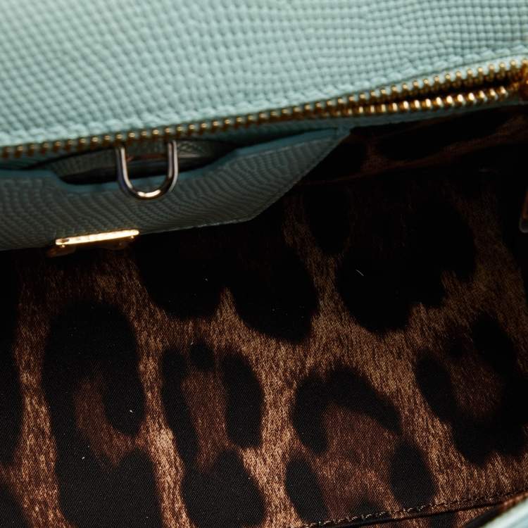 Pre Owned Dolce & Gabbana Green Iguana Embossed Leather Medium Miss Sicily Top Handle Bag