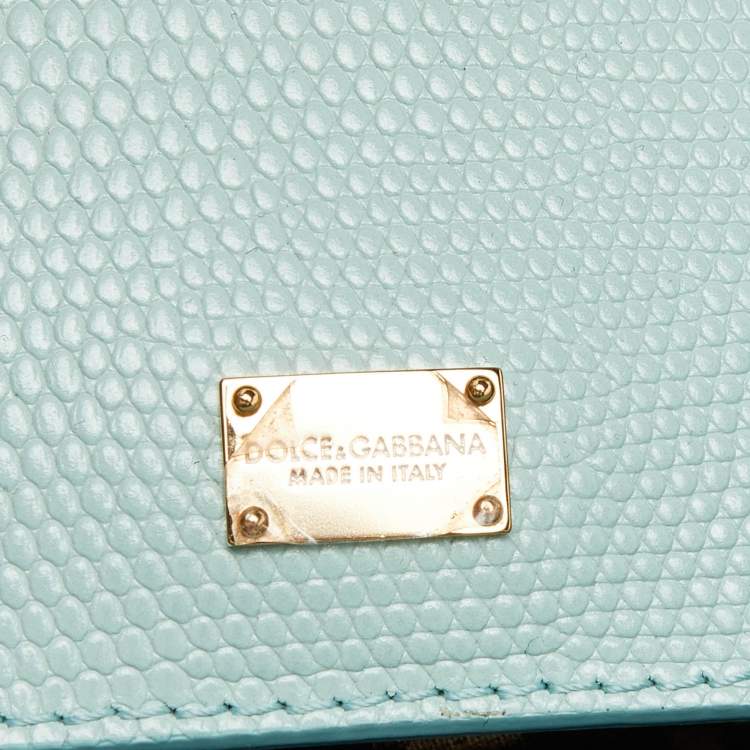 Pre Owned Dolce & Gabbana Green Iguana Embossed Leather Medium Miss Sicily Top Handle Bag