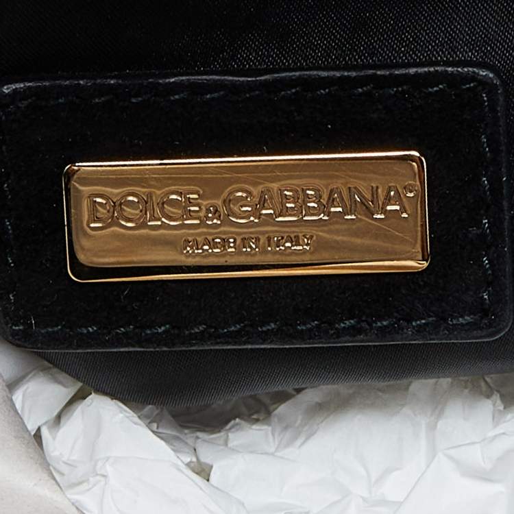Pre Owned Dolce & Gabbana Black Sequin and Leather Large Miss Sicily Top Handle Bag