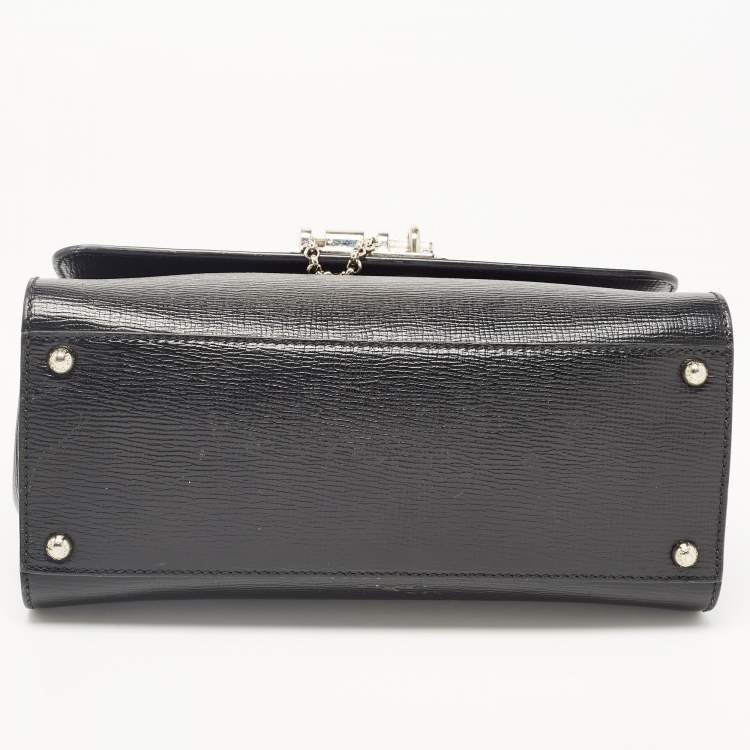 Pre Owned Dolce & Gabbana Black Leather Medium Miss Monica Top Handle Bag