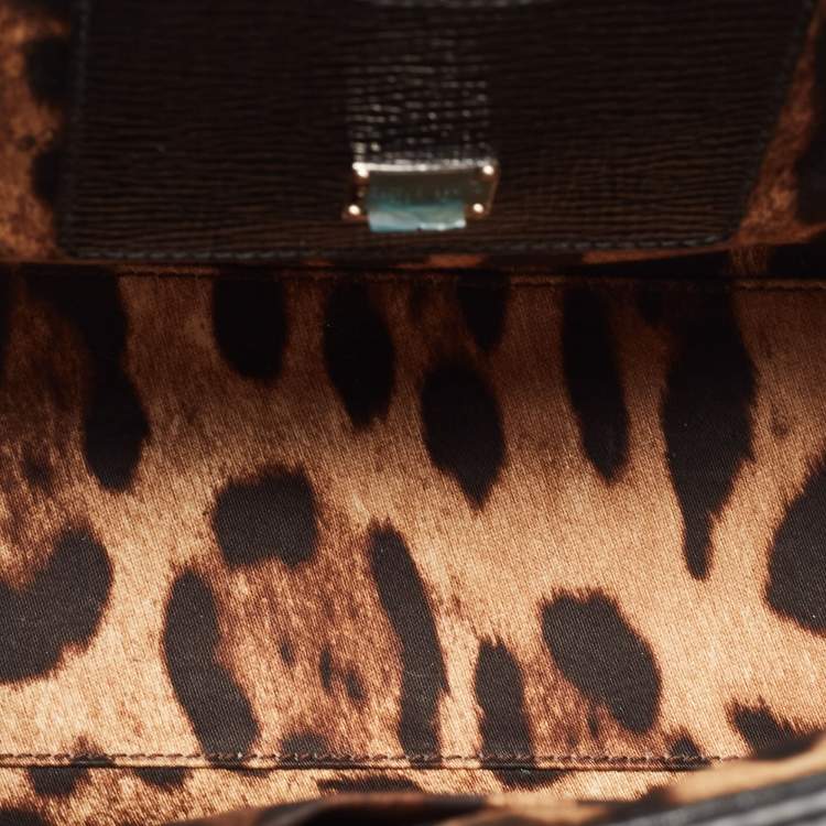 Pre Owned Dolce & Gabbana Black Leather Medium Miss Monica Top Handle Bag