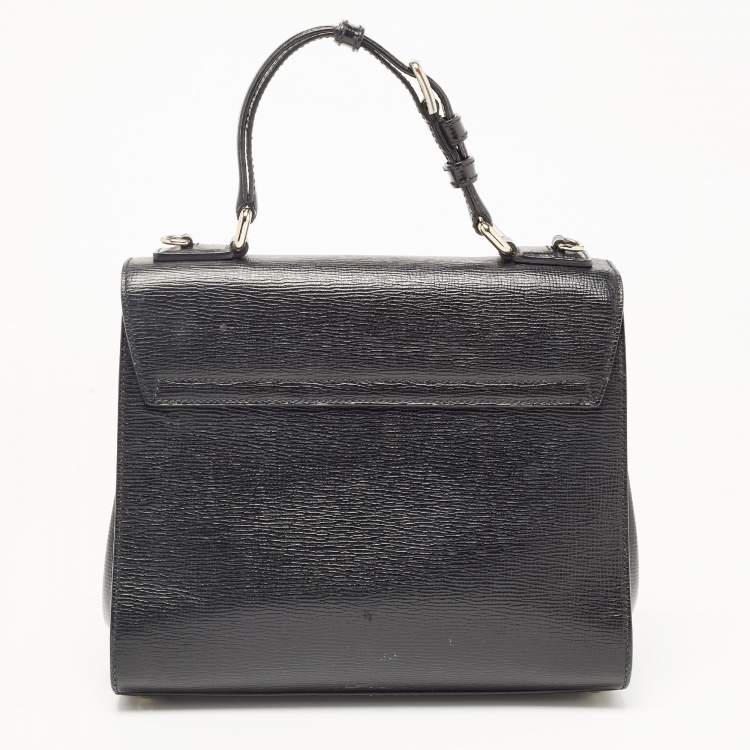 Pre Owned Dolce & Gabbana Black Leather Medium Miss Monica Top Handle Bag
