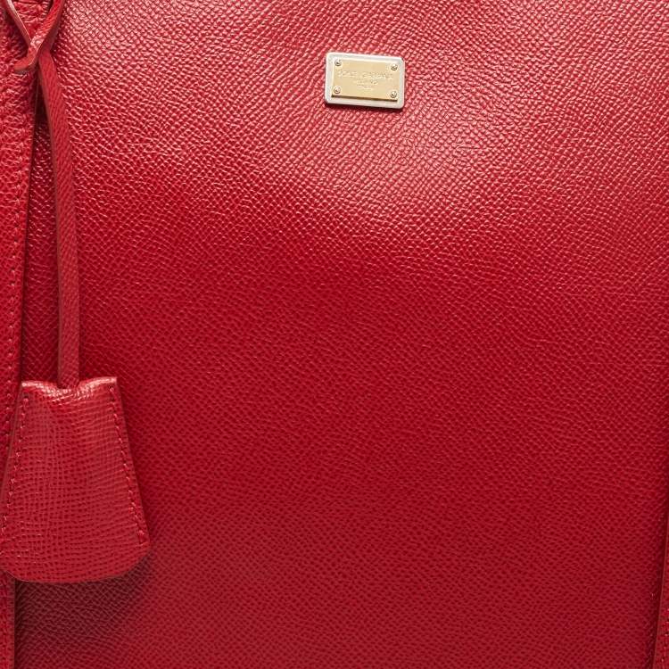 Pre Owned Dolce & Gabbana Red Leather Miss Escape Zip Tote