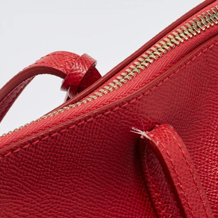 Pre Owned Dolce & Gabbana Red Leather Miss Escape Zip Tote