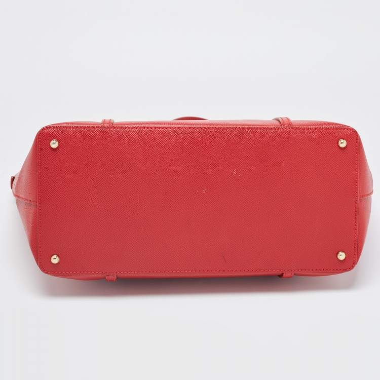Pre Owned Dolce & Gabbana Red Leather Miss Escape Zip Tote