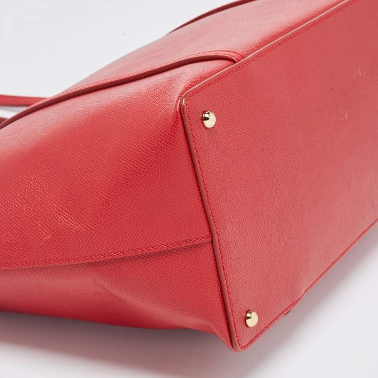 Pre Owned Dolce & Gabbana Red Leather Miss Escape Zip Tote