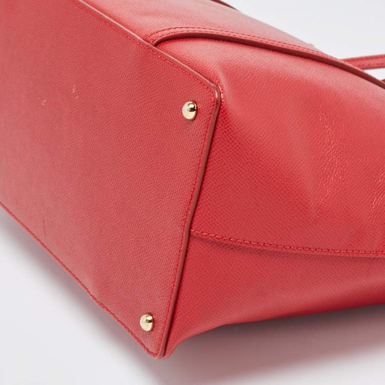 Pre Owned Dolce & Gabbana Red Leather Miss Escape Zip Tote