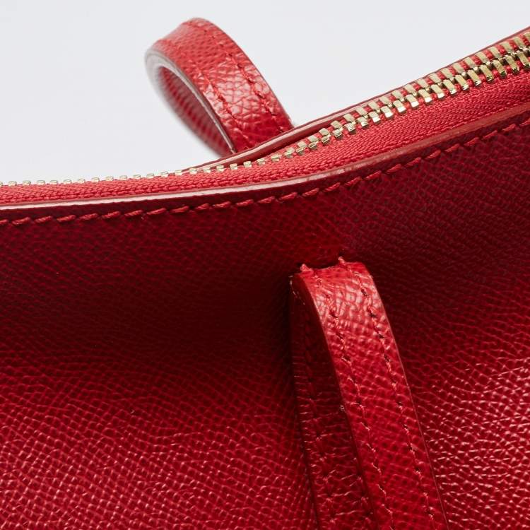 Pre Owned Dolce & Gabbana Red Leather Miss Escape Zip Tote