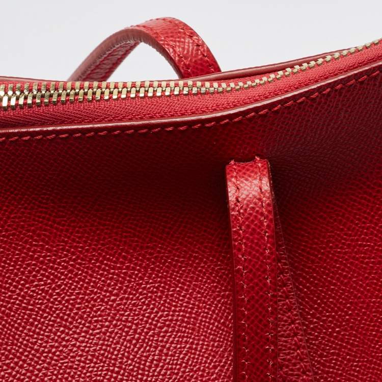 Pre Owned Dolce & Gabbana Red Leather Miss Escape Zip Tote