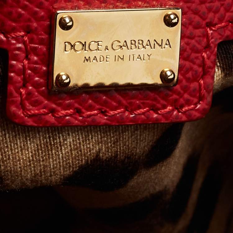 Pre Owned Dolce & Gabbana Red Leather Miss Escape Zip Tote