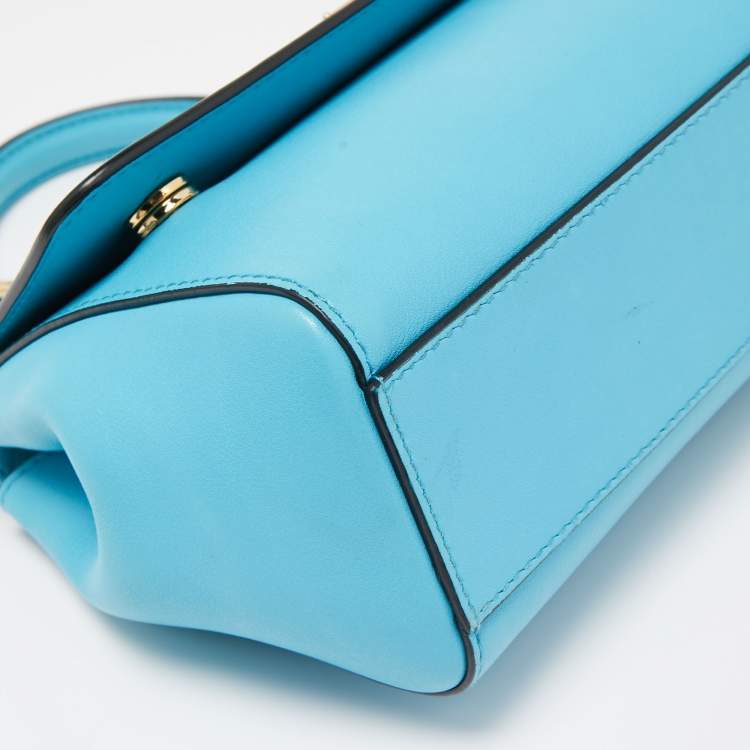 Pre Owned Dolce & Gabbana Blue Leather Small Miss Sicily Top Handle Bag