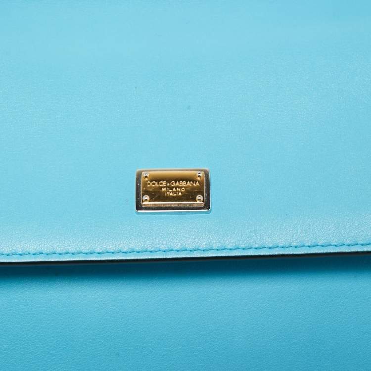 Pre Owned Dolce & Gabbana Blue Leather Small Miss Sicily Top Handle Bag