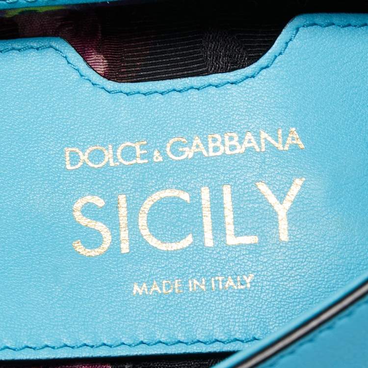 Pre Owned Dolce & Gabbana Blue Leather Small Miss Sicily Top Handle Bag