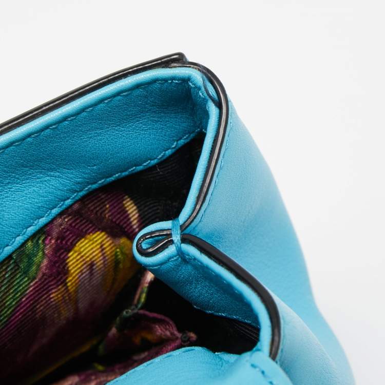 Pre Owned Dolce & Gabbana Blue Leather Small Miss Sicily Top Handle Bag