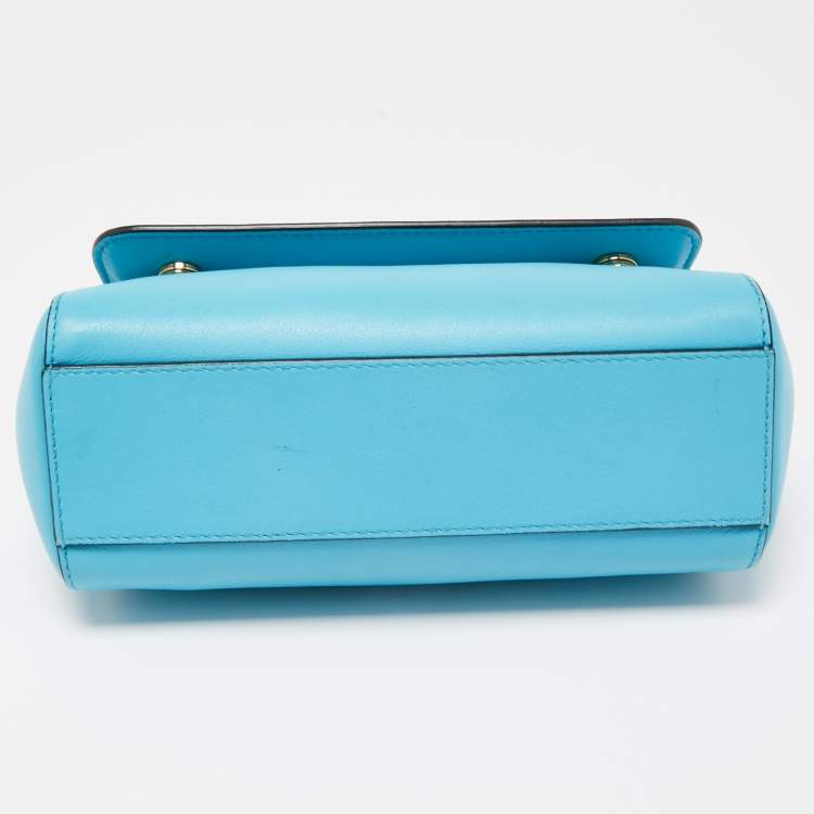 Pre Owned Dolce & Gabbana Blue Leather Small Miss Sicily Top Handle Bag