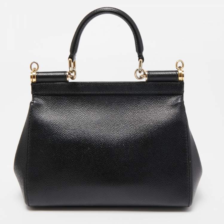 Pre Owned Dolce & Gabbana Black Leather Small Miss Sicily Top Handle Bag
