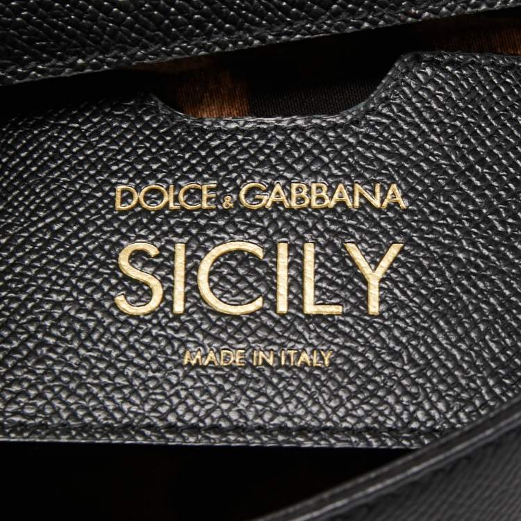Pre Owned Dolce & Gabbana Black Leather Small Miss Sicily Top Handle Bag