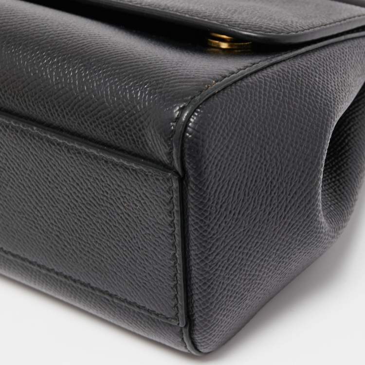 Pre Owned Dolce & Gabbana Black Leather Small Miss Sicily Top Handle Bag