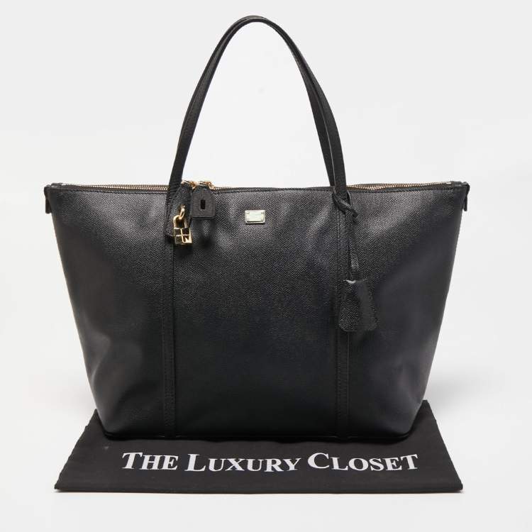 Pre Owned Dolce & Gabbana Black Leather Miss Escape Shopper Tote