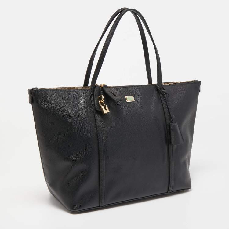 Pre Owned Dolce & Gabbana Black Leather Miss Escape Shopper Tote