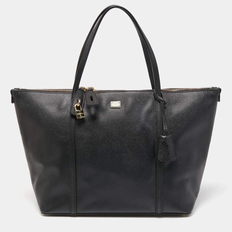 Pre Owned Dolce & Gabbana Black Leather Miss Escape Shopper Tote