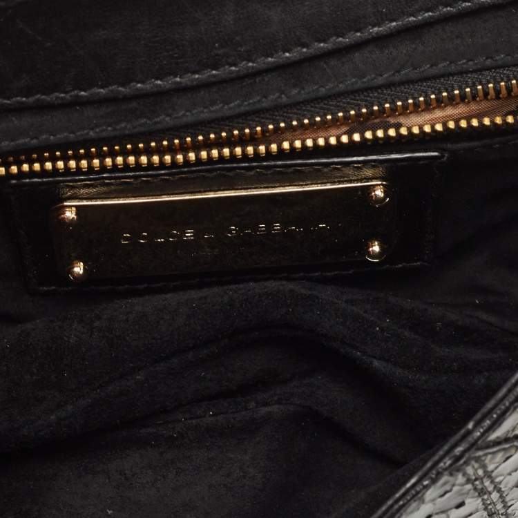 Pre Owned Dolce & Gabbana Black Python Ring Flap Shoulder Bag