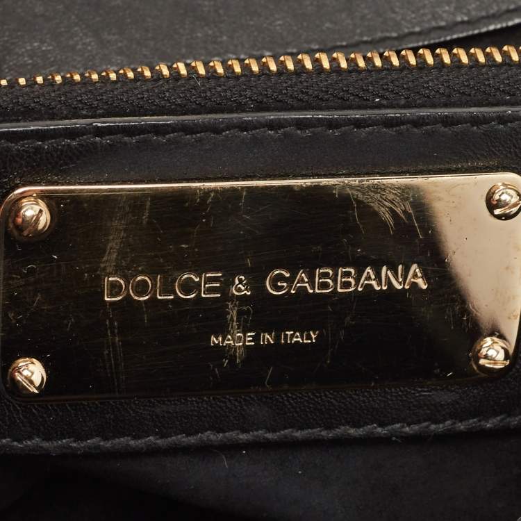 Pre Owned Dolce & Gabbana Black Python Ring Flap Shoulder Bag
