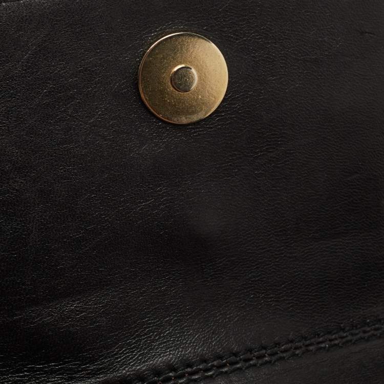 Pre Owned Dolce & Gabbana Black Python Ring Flap Shoulder Bag