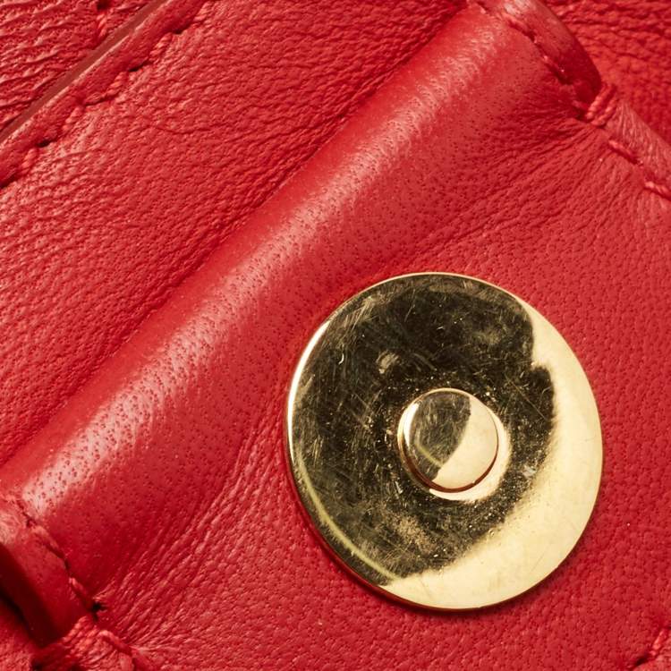 Pre Owned Dolce & Gabbana Red Quilted Leather Chain Shopper Tote