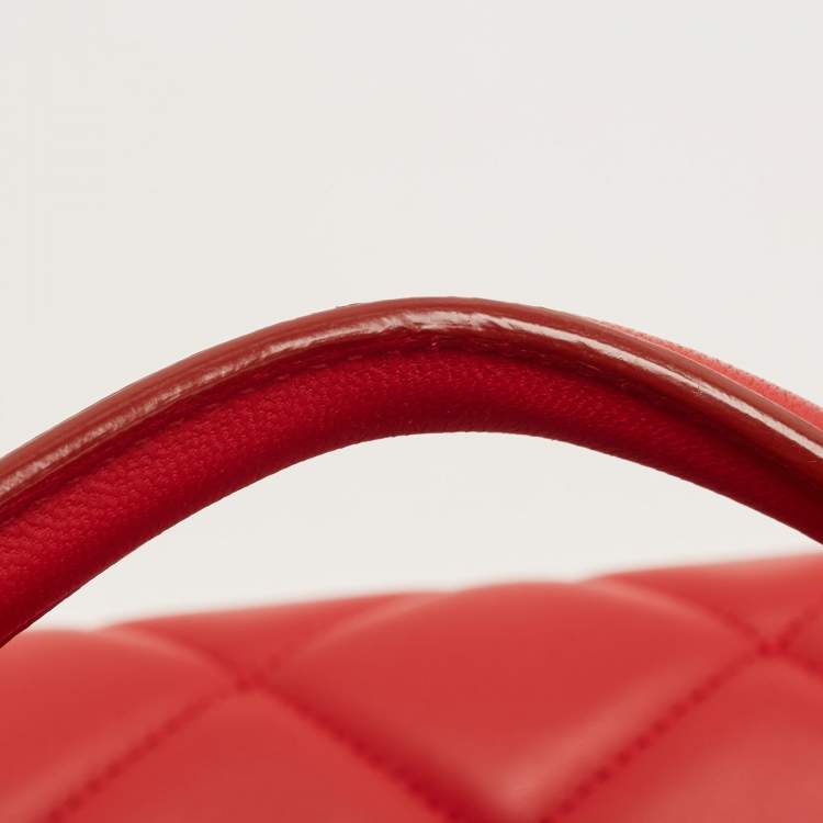 Pre Owned Dolce & Gabbana Red Quilted Leather Chain Shopper Tote