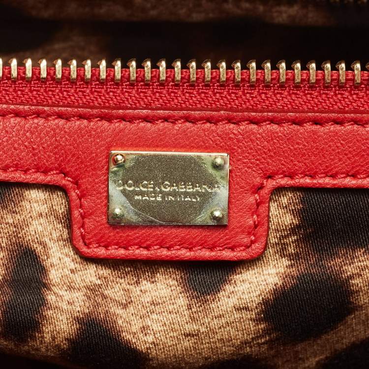 Pre Owned Dolce & Gabbana Red Quilted Leather Chain Shopper Tote