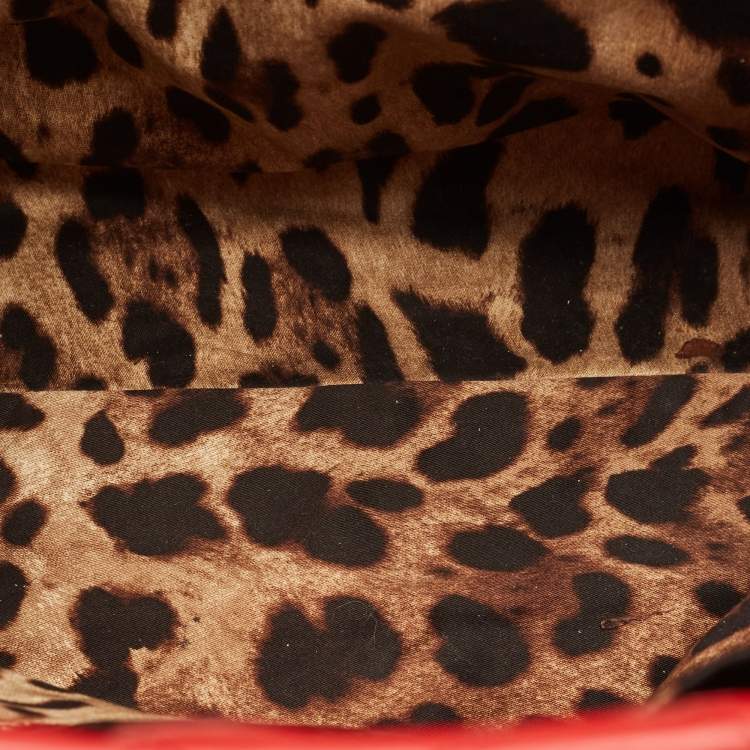 Pre Owned Dolce & Gabbana Red Quilted Leather Chain Shopper Tote