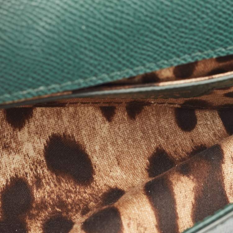Pre Owned Dolce & Gabbana Green Leather Small Miss Sicily East West Top Handle Bag