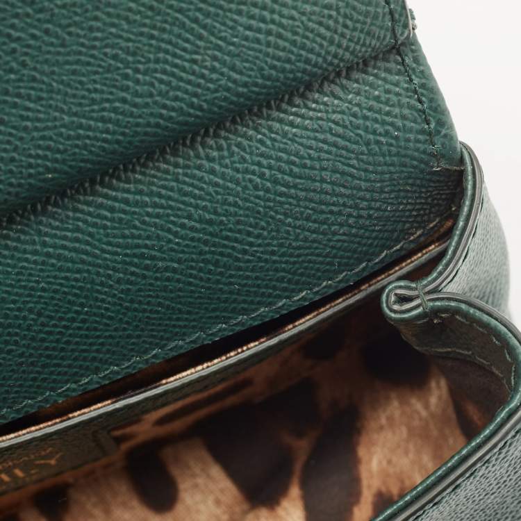Pre Owned Dolce & Gabbana Green Leather Small Miss Sicily East West Top Handle Bag