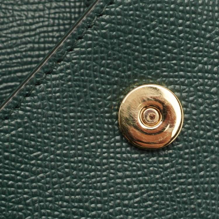 Pre Owned Dolce & Gabbana Green Leather Small Miss Sicily East West Top Handle Bag