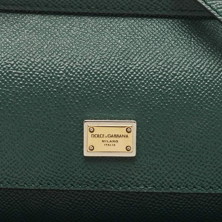 Pre Owned Dolce & Gabbana Green Leather Small Miss Sicily East West Top Handle Bag