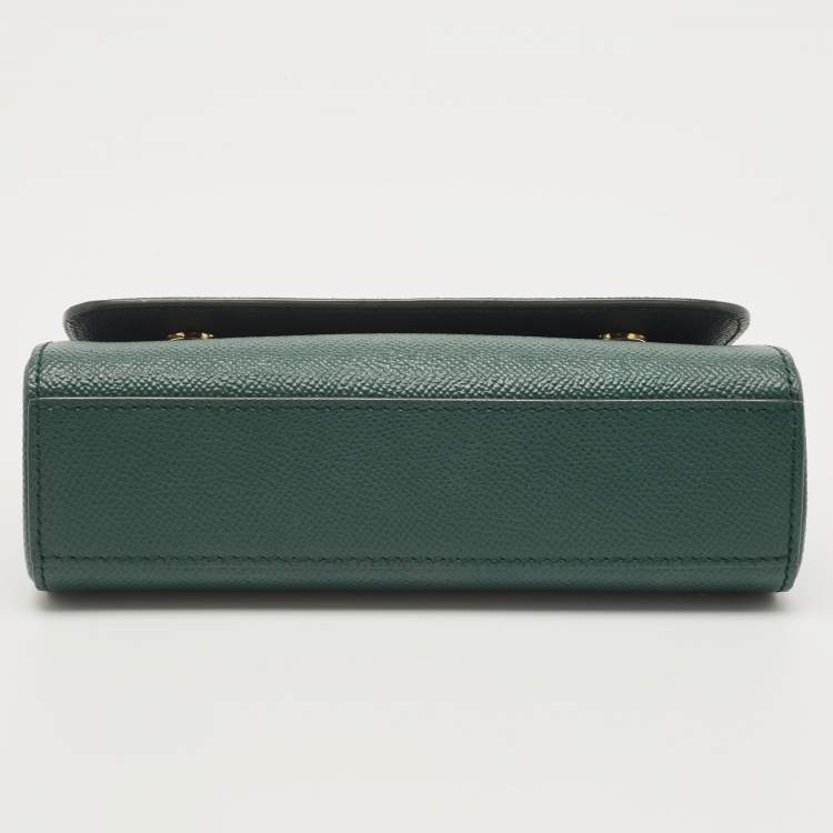 Pre Owned Dolce & Gabbana Green Leather Small Miss Sicily East West Top Handle Bag