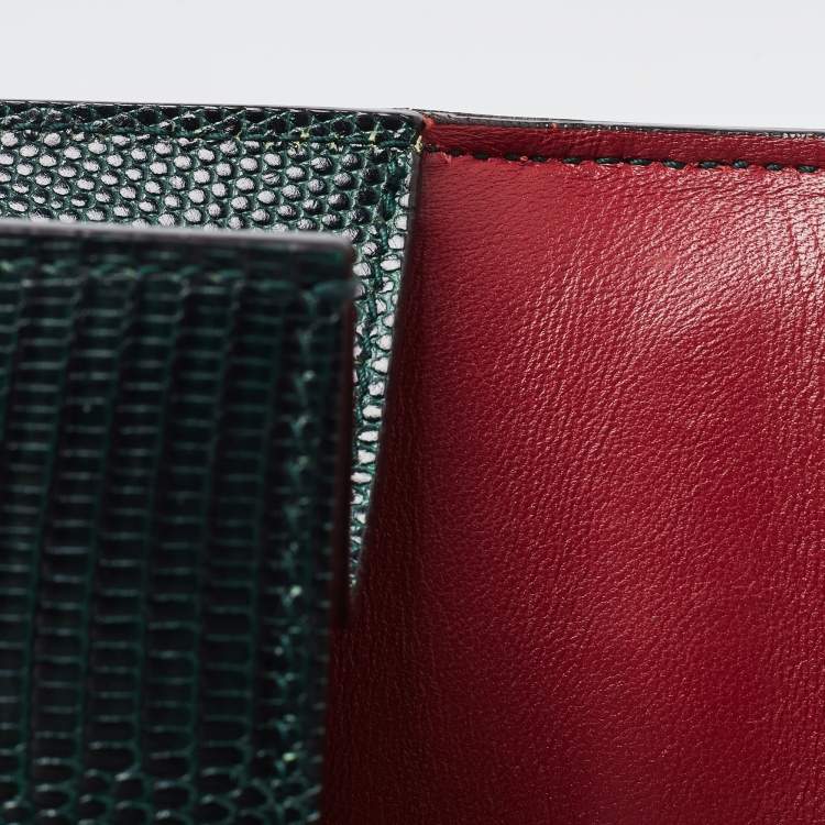 Pre Owned Dolce & Gabbana Green Lizard Embossed Leather Lucia Top Handle Bag