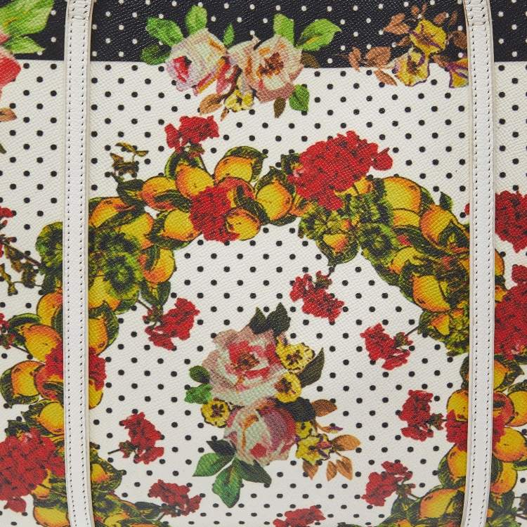 Pre Owned Dolce & Gabbana Multicolor Floral Print Canvas and Leather Miss Escape Tote