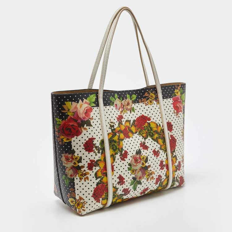 Pre Owned Dolce & Gabbana Multicolor Floral Print Canvas and Leather Miss Escape Tote