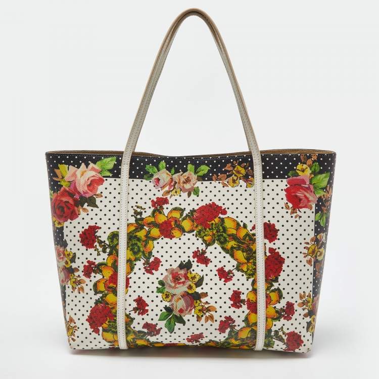 Pre Owned Dolce & Gabbana Multicolor Floral Print Canvas and Leather Miss Escape Tote
